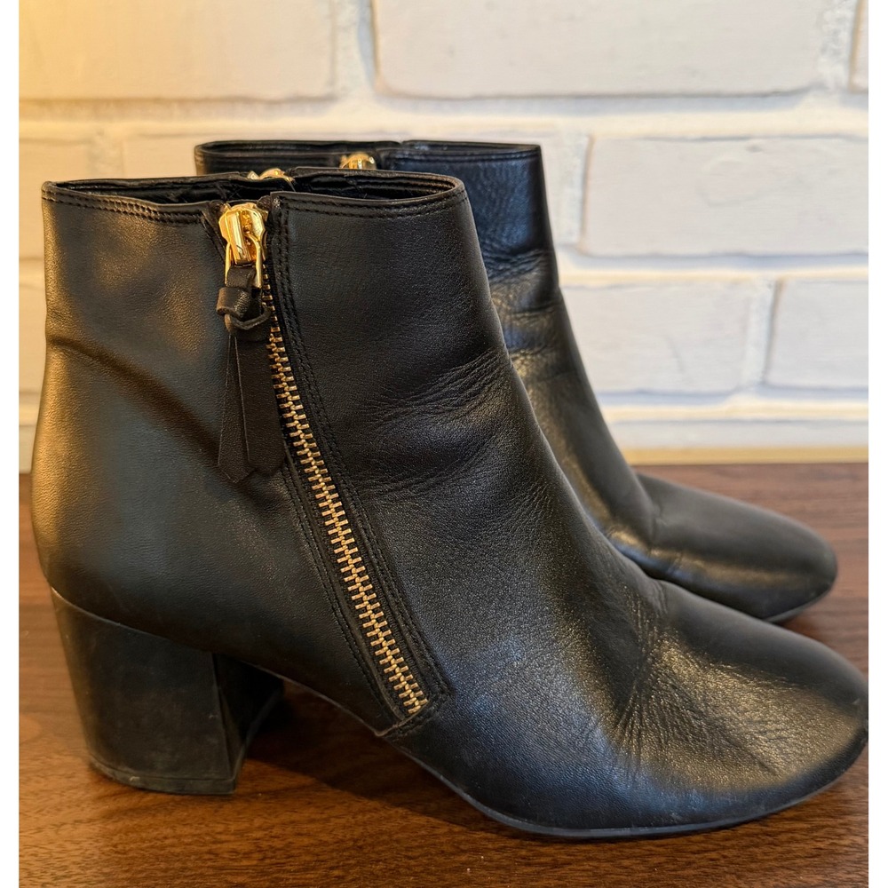 Cole Haan Womens Saylor Grand II Black Leather Block‎ Heel Ankle Boots Bootie 6B